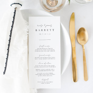 Modern Minimal Handwritten Script Wedding Menu