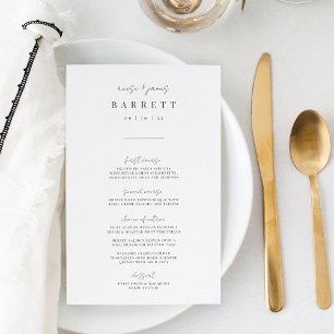 Modern Minimal Handwritten Script Wedding Menu