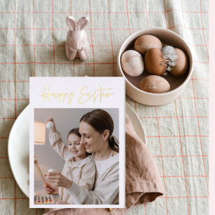 Modern Minimal Happy Easter Family Real Foil