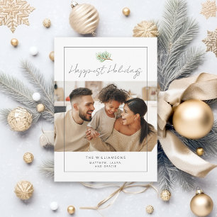 Modern Minimal Happy Family Photo  Holiday Card