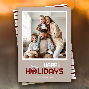 Modern Minimal Happy Holidays Ornament Christmas Holiday Card