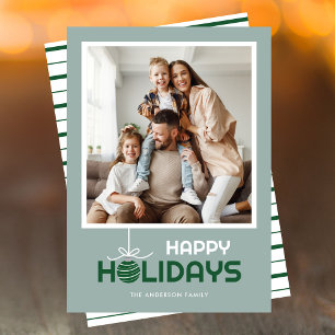 Modern Minimal Happy Holidays Ornament Christmas Holiday Card