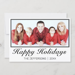 Modern Minimal Happy Holidays Photo Holiday Card