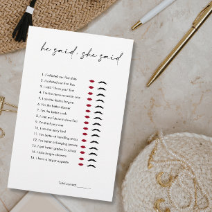 Modern Minimal He Said She Said Bridal Shower Game