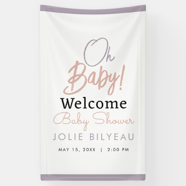Modern Minimal Heart Boho Baby Shower  Banner (Vertical)