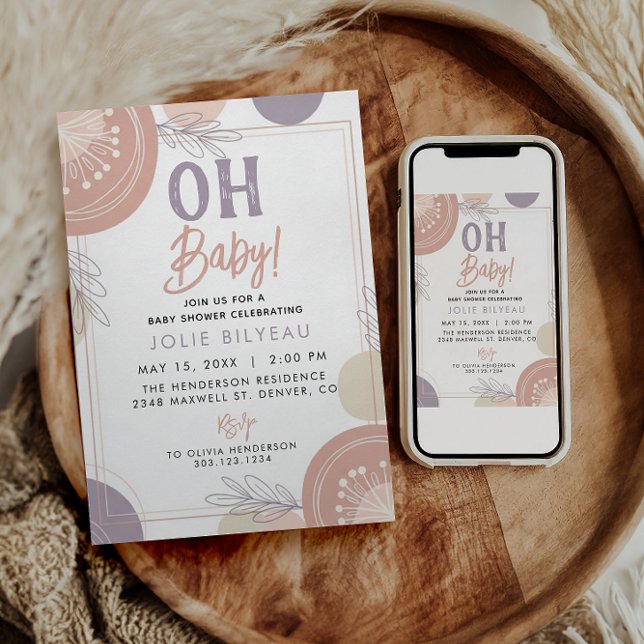 Modern Minimal Heart Boho Baby Shower  Invitation (Creator Uploaded)
