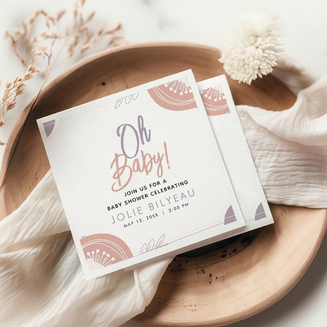 Modern Minimal Heart Boho Baby Shower  Napkin (Creator Uploaded)