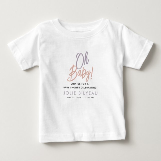 Modern Minimal Heart Boho Baby Shower  T-Shirt (Front)