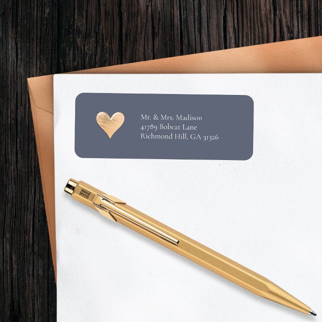 Modern Minimal Heart Navy Blue Return Address (Creator Uploaded)