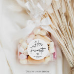 Modern Minimal Her Favourite Wedding Favour Classic Round Sticker<br><div class="desc">These Modern Minimalist Her Favourite wedding favour stickers are perfect for a minimalist wedding or a modern wedding. This simple design features a hand script font that is perfect for your event. Customisable all of the wording to be in any colour. You can also add any image, if you like!...</div>