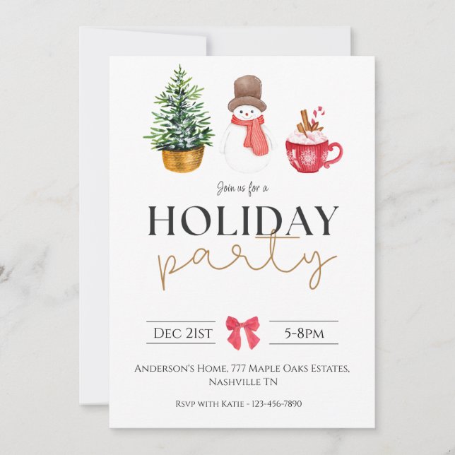 Modern Minimal Holiday Christmas Party Invitation (Front)