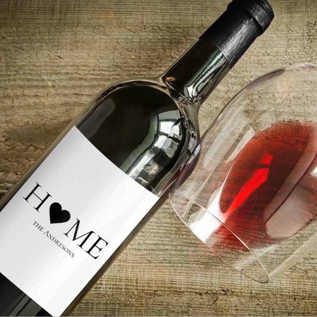 Modern Minimal Home Family Personalised Gift Wine Label (Creator Uploaded)