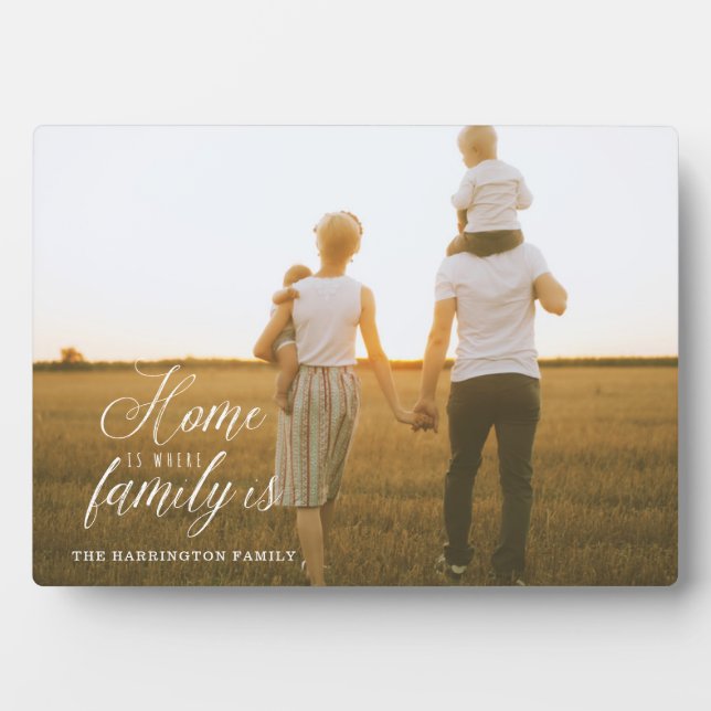 Modern Minimal Home Is Where Family Is Full Photo Plaque (Front)