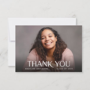 Modern Minimal Horizontal Photo Graduation Thank You Card