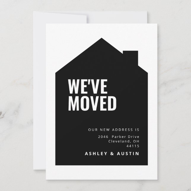 Modern Minimal House Shape We've Moved New Home Announcement (Front)