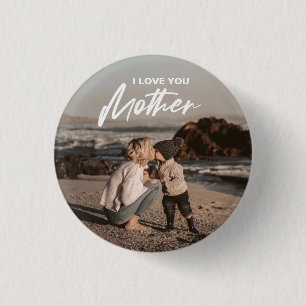Modern Minimal I Love You Mothers Day Photo Gift 3 Cm Round Badge