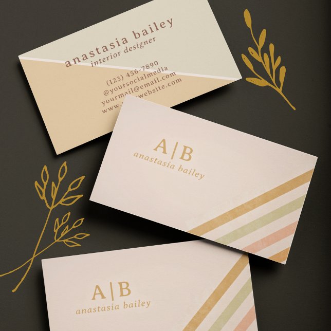 Modern Minimal Initials | Earthy Tone Boho Palette Business Card (Creator Uploaded)