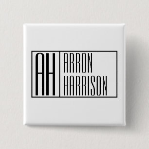 Modern Minimal Initials & Name Logo 15 Cm Square Badge