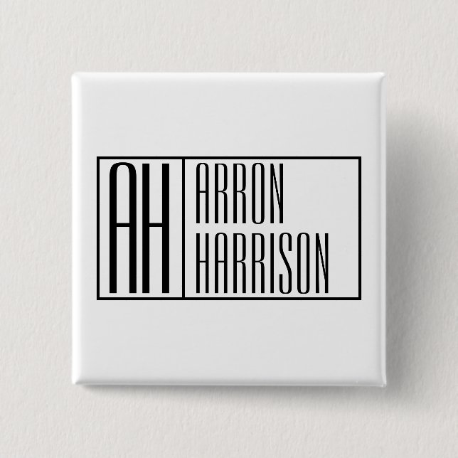 Modern Minimal Initials & Name Logo 15 Cm Square Badge (Front)