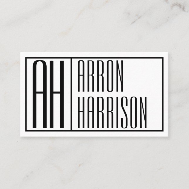 Modern Minimal Initials & Name Logo Business Card (Front)