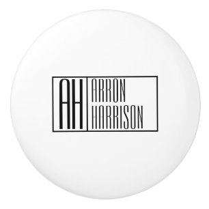 Modern Minimal Initials & Name Logo Ceramic Knob