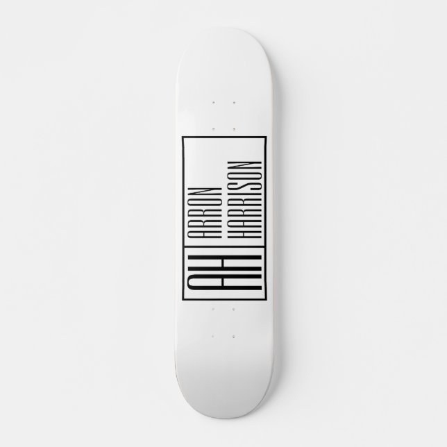 Modern Minimal Initials & Name Logo Skateboard (Front)