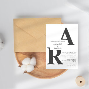 Modern Minimal Initials Wedding Invitation