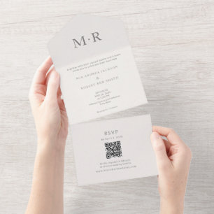 Modern Minimal Intimate Wedding All In One Invitation