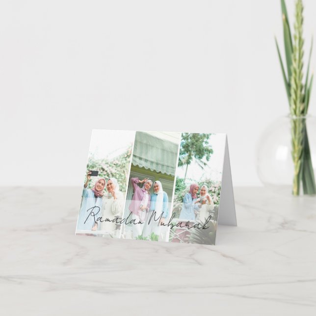 Modern Minimal Islamic Ramadan Mubarak Photo Note Card (Front)