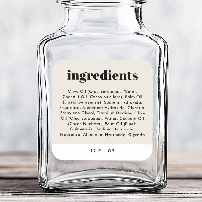 Modern minimal ivory ingredient list product label (Modern minimal ivory ingredient list product label)