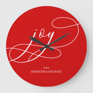 Modern Minimal Joy Christmas Large Clock
