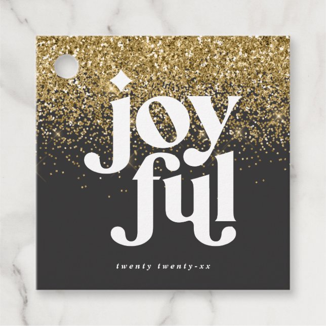 modern minimal joyful christmas favour tags (Front)