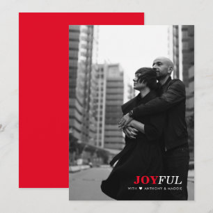 Modern Minimal Joyful Christmas Photo Holiday Card