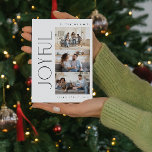 Modern Minimal Joyful Family 3 Photo Christmas Holiday Card<br><div class="desc">Welcome the holidays this year with a Modern Minimal Joyful Family 3 Photo Christmas Holiday Card that captures those perfect moments of joy with a close-knit family. This chic black and white card is the perfect embodiment of the modern, minimalist style we crave. Clean lines in the typography and editing...</div>