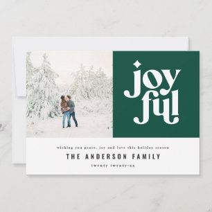 Modern minimal joyful typography photo holiday card