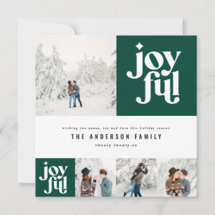 Modern minimal joyful typography photo holiday card