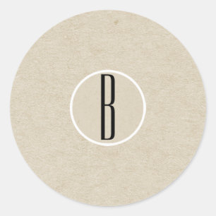 Modern Minimal Kraft Rustic Monogram Wedding Favou Classic Round Sticker