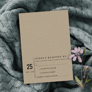 MODERN MINIMAL KRAFT TYPOGRAPHY WEDDING RSVP INVITATION