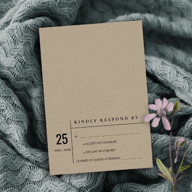 MODERN MINIMAL KRAFT TYPOGRAPHY WEDDING RSVP INVITATION (Creator Uploaded)