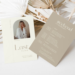 Modern Minimal "Last Fling" Bachelorette Photo Invitation