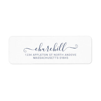 Modern Minimal Last Name Script Calligraphy Blue