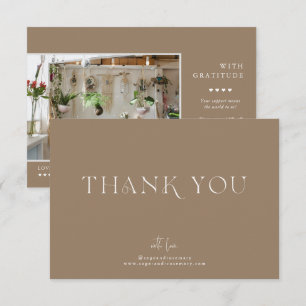 Modern Minimal Latte Beige Business Thank You Card