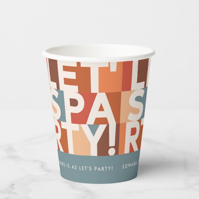 Modern minimal lets party bold graphic  paper cups (Front)