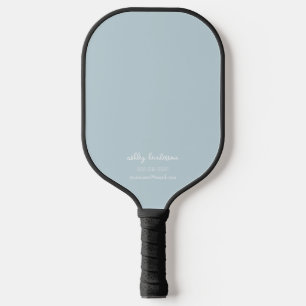 Modern Minimal Light Blue Monogram Name + Contact Pickleball Paddle