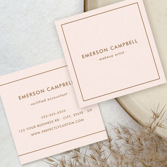 Modern minimal light blush pink feminine square business card (Creator Uploaded)