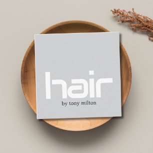 Modern Minimal Light Grey Bold White Hair Salon Square Business Card