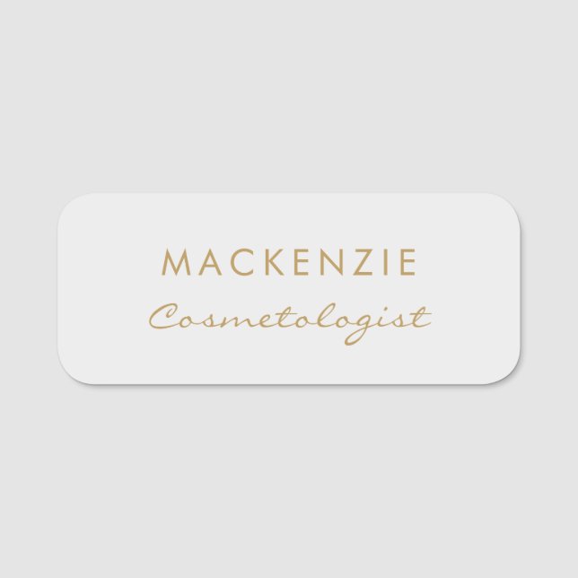 Modern Minimal Light Grey Professional Employee Name Tag (Front)
