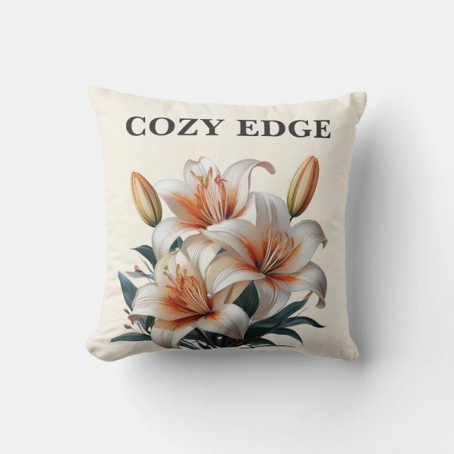 Modern Minimal Lily Botanical Decorative  Cushion (Front)