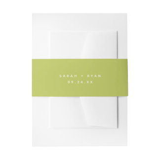 Modern Minimal Lime Green Wedding Names Invitation Belly Band