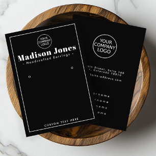 Modern Minimal Logo Black Earring Display Card